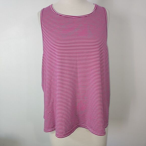 Dip Tank Top Womens Plus Size 2X Stretch Sleeveless Striped Lightweight Shirt - Picture 2 of 9